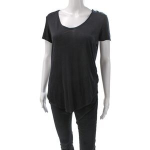 Helmut Women Basic Black Scoop Neck Short Sleeve T-Shirt Size S